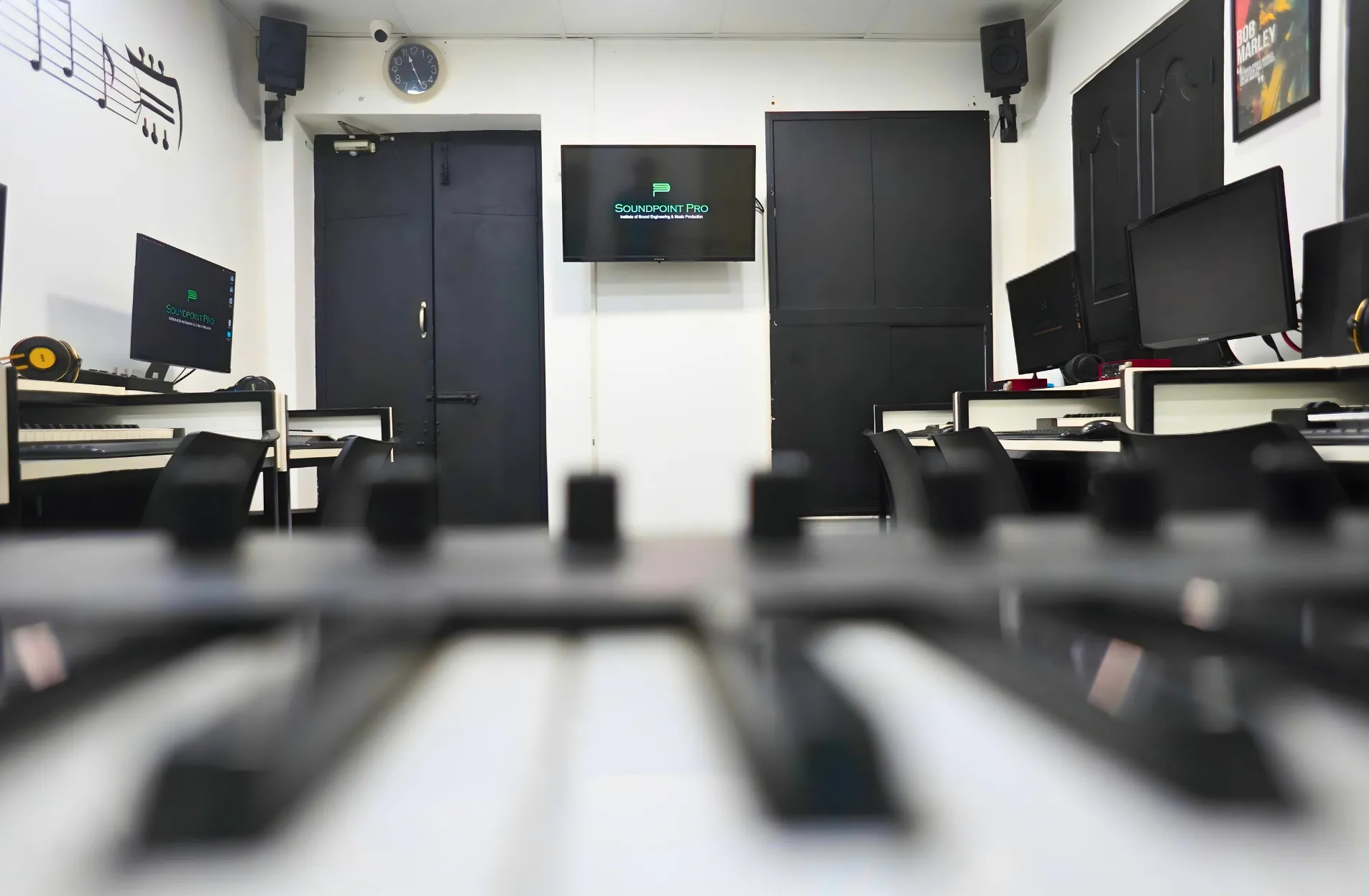Student composing music in the programming lab